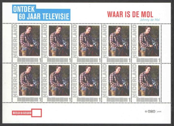 Postzegels Ontdek 60 jaar Televisie: Waar is de Mol?, Postzegels en Munten, Postzegels | Nederland, Postfris, Na 1940, Ophalen of Verzenden