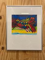 Kleurige vogel kunstwerk van Fokje Brand., Ophalen of Verzenden