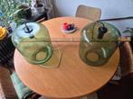 2 Glazen Hanglampen - Donker getint glas, Huis en Inrichting, Ophalen, Gebruikt, Vintage, Glas