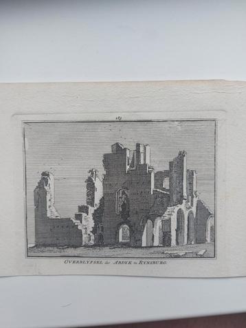 283 / Abdye te Rijnsburg Oude Gravure 18e eeuw H. Spilman beschikbaar voor biedingen