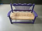 Kinderbankje paars met rieten zitting 83 cm breed, Ophalen, Gebruikt, Overige typen