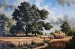Hollandse School (XX) C. Hosman - Landschap met hooiwagen, Ophalen of Verzenden
