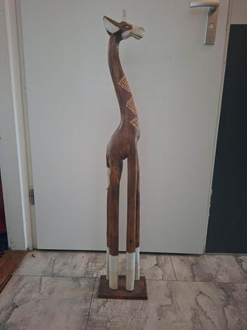 Houten Giraffe Beeld - 98cm Hoog beschikbaar voor biedingen