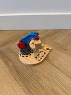Heel goed blauw Brio houten trein lage hijskraan kraan 33866, Ophalen of Verzenden, Zo goed als nieuw, Overige typen