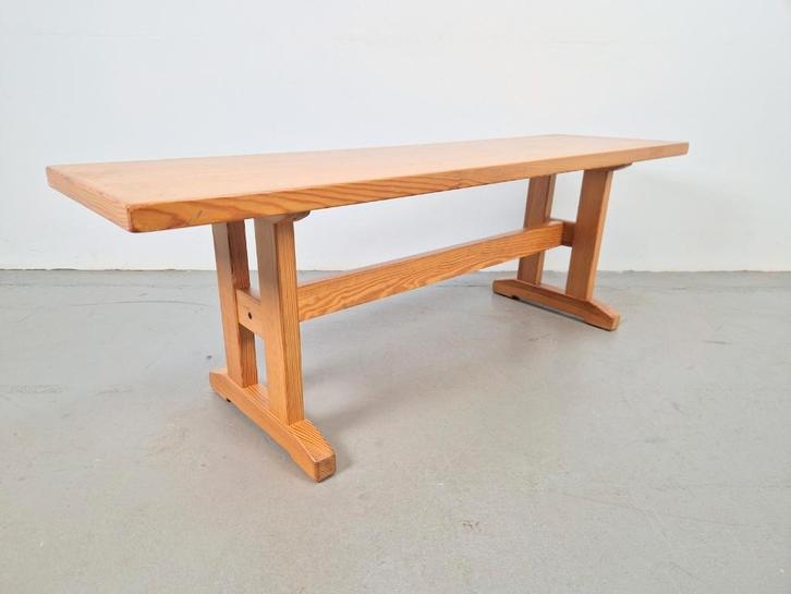 Scandinavisch Daumiller pine houten bank 1960 grenen bankje, Huis en Inrichting, Krukjes, Zo goed als nieuw, Hout, Ophalen of Verzenden