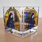glaskunst waxinelichtje houder gebrandschilderd glas, Antiek en Kunst, Ophalen of Verzenden