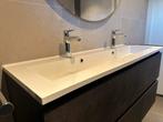 Dubbele wastafel met.twee hansgrohe kranen., Huis en Inrichting, Badkamer | Badkamermeubels, Ophalen, 100 tot 150 cm, Zo goed als nieuw