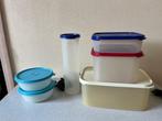 6 ruimtespaarders van TUPPERWARE vierkant en rond, Gebruikt, Ophalen of Verzenden, Rood, Bak of Kom