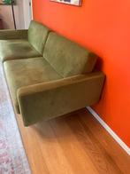 Bank groen velours 3,5 zits bank, Huis en Inrichting, Banken | Sofa's en Chaises Longues, Ophalen, Zo goed als nieuw, 75 tot 100 cm