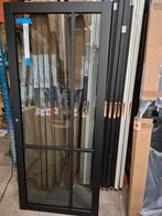 83x201cm binnendeur opdek R staallook zwart rookglas SL2, Ophalen, 80 tot 100 cm, ., Glas
