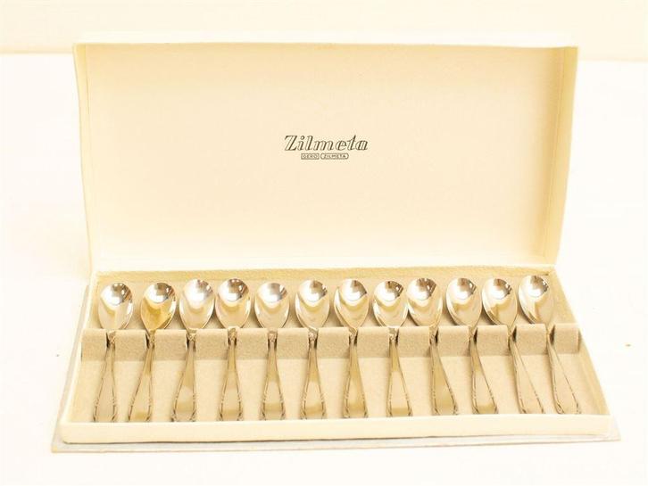 12 zilmeta lepeltjes 31395, Huis en Inrichting, Keuken | Bestek, Gebruikt, Rvs of Chroom, Ophalen of Verzenden