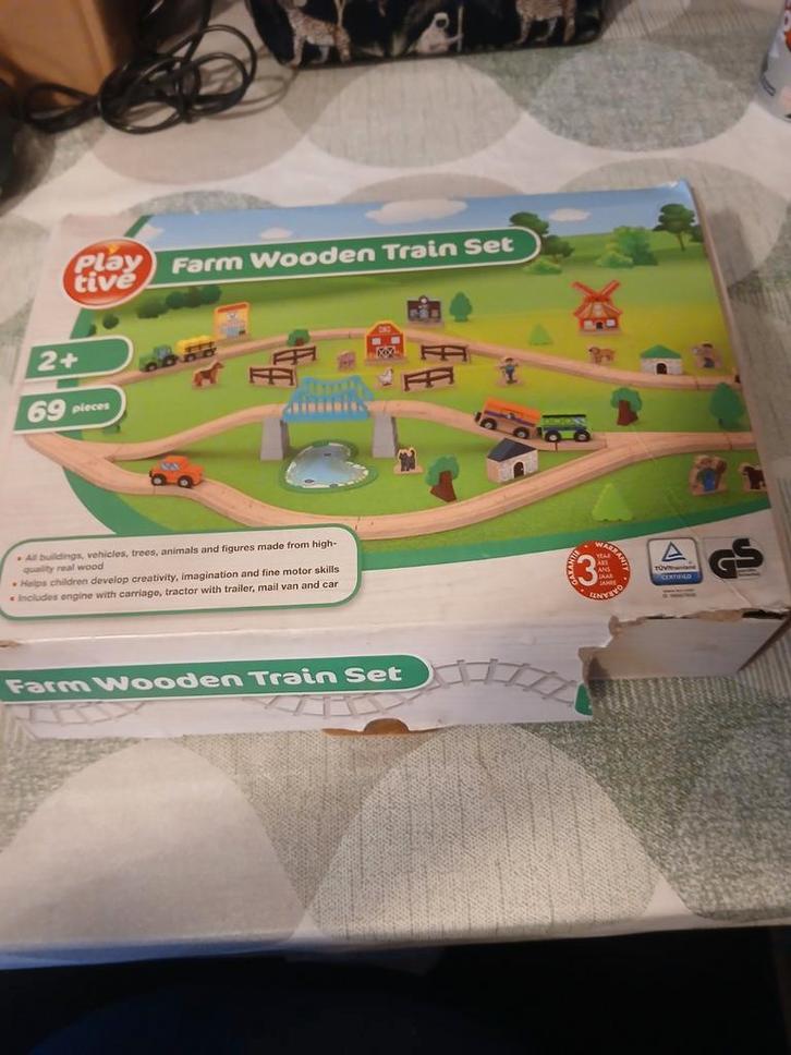 Playtive Houten Treinset - Boerderij Thema zgan, Kinderen en Baby's, Speelgoed | Overig, Zo goed als nieuw, Jongen of Meisje, Ophalen