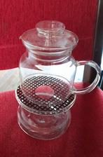Glazen theepot met waxinelichthouder, Huis en Inrichting, Keuken | Servies, Ophalen, Overige typen, Overige stijlen, Glas