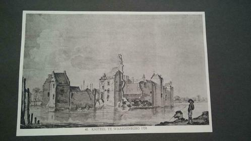 40 / Waardenburg Ruïne Kasteel  in 1728  lichtdruk 1922, Antiek en Kunst, Kunst | Litho's en Zeefdrukken, Ophalen of Verzenden