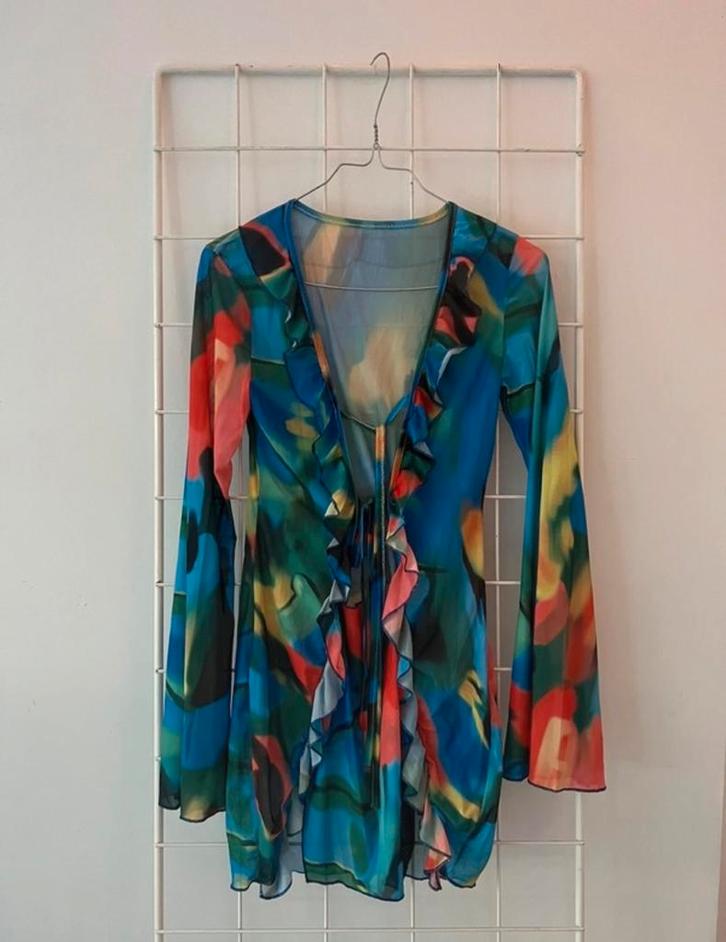 Mesh Jurkje met Print, Kleding | Dames, Jurken, Zo goed als nieuw, Maat 38/40 (M), Overige kleuren, Boven de knie, Ophalen of Verzenden