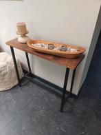 Hout stalen side table industrieel 90bx25dx73h € 20,00, Huis en Inrichting, Tafels | Sidetables, Ophalen, Gebruikt, 25 tot 50 cm