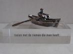 Miniatuur zilver S12a man in roeiboot zilveren miniaturen, Antiek en Kunst, Ophalen of Verzenden, Zilver