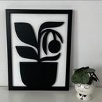 Schilderij van hout "plant in pot" - maat: 43 X 33 cm., Minder dan 50 cm, Nieuw, Ophalen of Verzenden, Schilderij