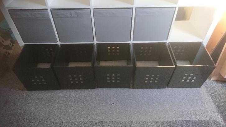 Zwarte Opbergbakken Ikea Kallax Lekman - Set van 5, Huis en Inrichting, Kasten | Lockerkasten, Gebruikt, Ophalen