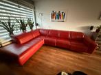 Rood lederen hoekbank van Montèl, Huis en Inrichting, Ophalen, Gebruikt, Minder dan 75 cm, Hoekbank