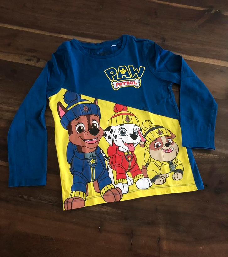 🐕 Mt 116 longsleeve t-shirt PAW PATROL blauw geel jongen, Kinderen en Baby's, Kinderkleding | Maat 116, Zo goed als nieuw, Jongen