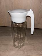 Glazen waterkan met witte deksel, Ophalen of Verzenden, Zo goed als nieuw