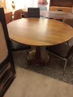 Nieuwe vintage retro stijl ronde eettafel gelakt mangohout, Ophalen of Verzenden