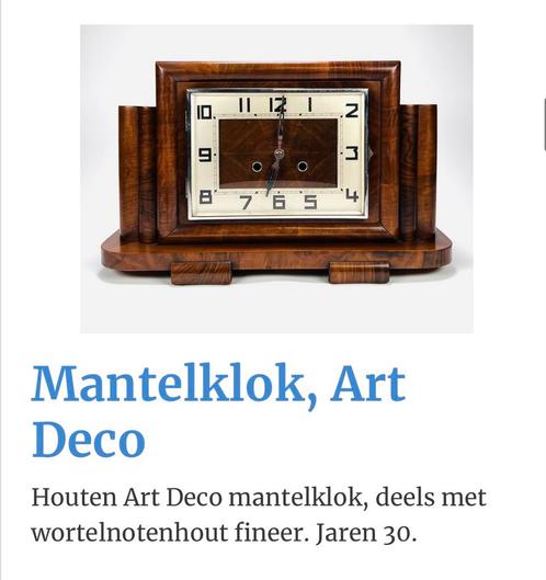 Mantelklok Art Deco, Antiek en Kunst, Antiek | Klokken, Ophalen of Verzenden