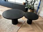 Zwarte metalen bijzettafel set - opknapper, Huis en Inrichting, Tafels | Salontafels, Ophalen, Gebruikt, 50 tot 100 cm, Rond