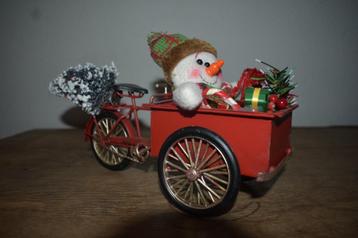 Bakfiets kerstmis kerst sneeuwpop cadeaus kerstboom winter beschikbaar voor biedingen