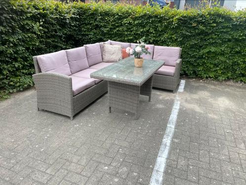 Nog een leuke diningeset met hoge tafel, Tuin en Terras, Tuinsets en Loungesets, Gebruikt, Loungeset, Wicker, 6 zitplaatsen, Bank