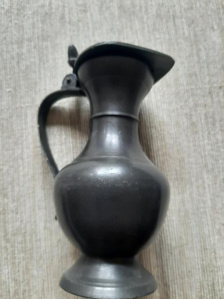 tinnen eikeltjes kannetje met deksel tin buikkan 14 cm 310 g, Antiek en Kunst, Antiek | Tin, Ophalen of Verzenden