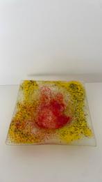 Glasfusing Glas Trinket Dish Glaskunst Schaal Geel Rood, Ophalen of Verzenden, Zo goed als nieuw