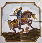 Tegeltableau, ridder te paard (firma Doting, Workum), Antiek en Kunst, Ophalen of Verzenden