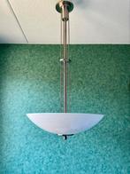 XL Gispen 5-Buizen Hanglamp met 1 Witte én 1 Mintgroene Kap, Gispen Art Deco, Zo goed als nieuw, Ophalen, Glas