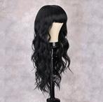 Zwarte Lange Golvende Pruik Met Pony Zwart Haar Haren Dames, Verzenden, Nieuw, Pruik of Haarverlenging