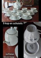 Vintage serviesdelen met rietsigaar afbeelding en zilveren r, Antiek en Kunst, Ophalen of Verzenden