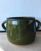 Antieke groen geglazuurde pot met oortjes Uniek!, Tuin en Terras, Bloempotten, Rond, Binnen, Ophalen of Verzenden, Zo goed als nieuw