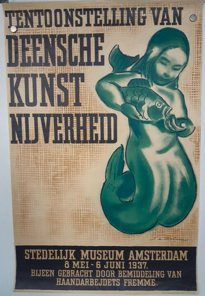 Originele poster Stedelijk Museum Deensche Nijverheids Kunst, Ophalen of Verzenden, A1 t/m A3, Reclame, Rechthoekig Staand
