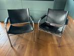 Set leren fauteuils ‘Klinte” Tord Björklund voor Ikea, Huis en Inrichting, Stoelen, Ophalen, Gebruikt, Twee, Zwart