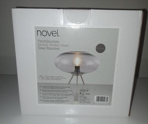 Novel Tafellamp Smokey Glas E14 / 20 cm doorsnede Nieuw, Huis en Inrichting, Lampen | Tafellampen, Nieuw, Minder dan 50 cm, Glas