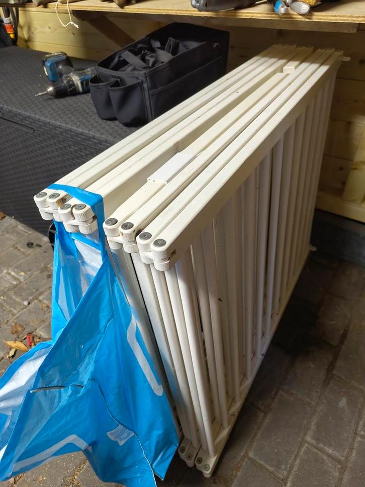 Houten Grondbox Wit - 8 Panelen Inklapbaar, Kinderen en Baby's, Boxen, Zo goed als nieuw, Ophalen