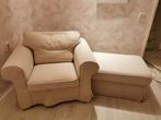 Ikea Ektorp Fauteuil beige + Hocker, Ophalen of Verzenden, Gebruikt