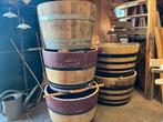 Bloembak half wijnvat whiskyvat palmboom hout vijgenboom