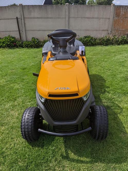 NIEUW STIGA ZITMAAIER 384 MET OPVANG (MULCH MOGELIJK), Tuin en Terras, Zitmaaiers, Nieuw, 90 tot 120 cm, Elektrische starter, Mulchfunctie