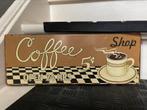 Vintage Metalen Bord / Coffee Shop Open 24HRS, Huis en Inrichting, Woonaccessoires | Tekstborden en Spreuken, Gebruikt, Ophalen of Verzenden