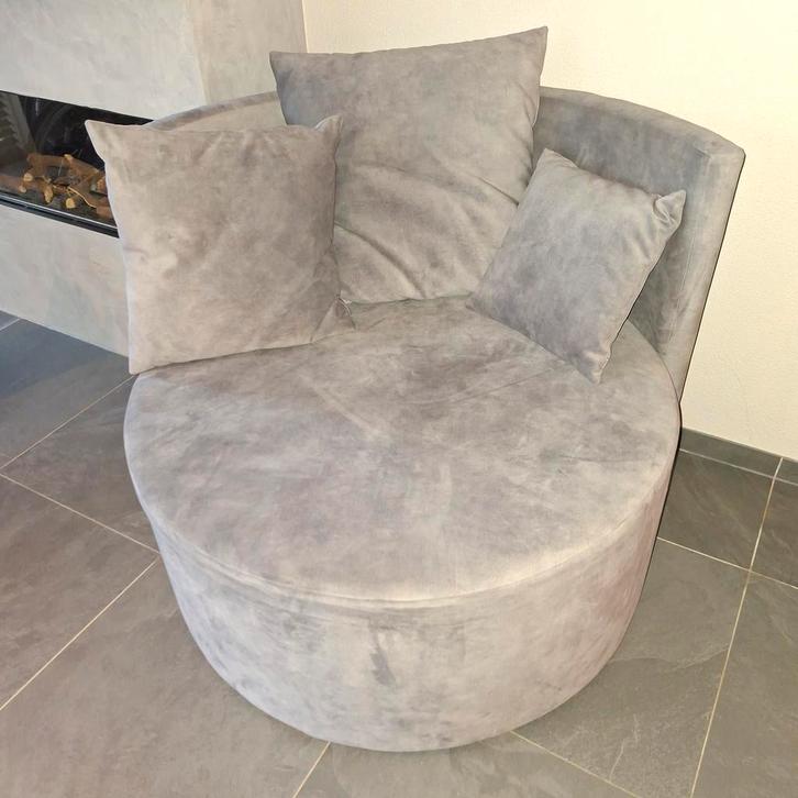 Fauteuil Farino - Pronto Wonen - Lichtgrijs Velours, Huis en Inrichting, Fauteuils, Zo goed als nieuw, Stof, 75 tot 100 cm, Ophalen