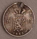 1855 NEDERL. INDIE. 1/20 Gulden, Postzegels en Munten, Munten | Nederland, ½ gulden, Koning Willem III, Verzenden, Zilver