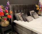 Boxspring Adige Velours met Voetbord , matrassen en topper, Ophalen of Verzenden, Nieuw, Handgemaakt, hoge kwaliteit en te zien in onze showroom