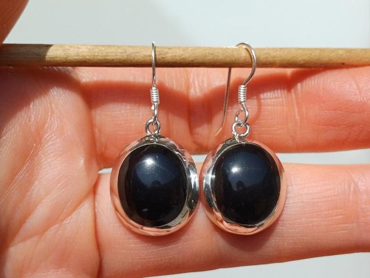 Vanoli 925 zilveren oorbellen met onyx, Sieraden, Tassen en Uiterlijk, Oorbellen, Nieuw, Hangers, Zilver, Zwart, Met edelsteen